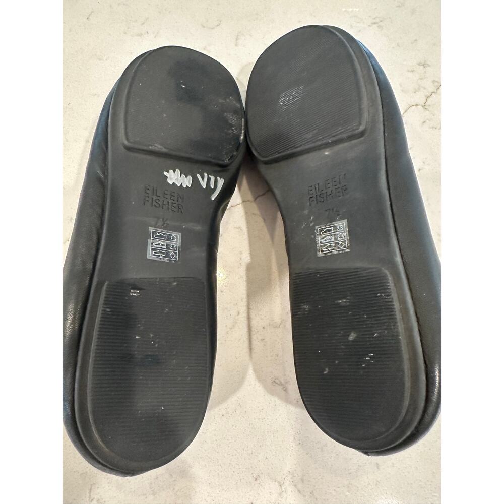 Eileen Fisher Ballet Flats Womens 7.5 Black Leather Slip On Comfort Shoes - Picture 3 of 9